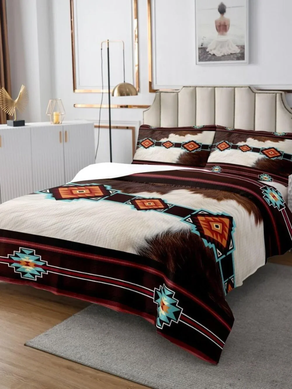 Western Quilt Set King Size Southwestern Bedspreads for Kids Boys Girls Teens Co